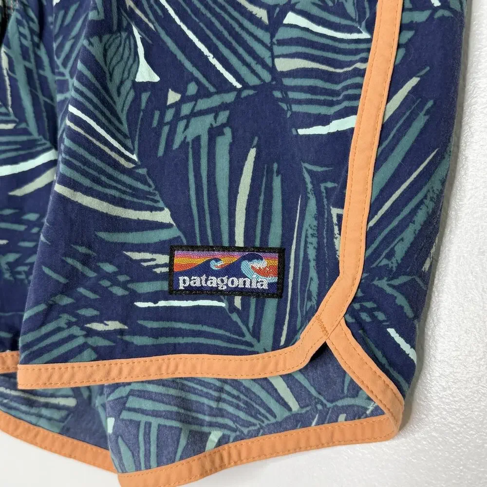 Patagonia Board Shorts Mens 36 Blue Tropical Leaf Swim Trunks Stretch Quick Dry